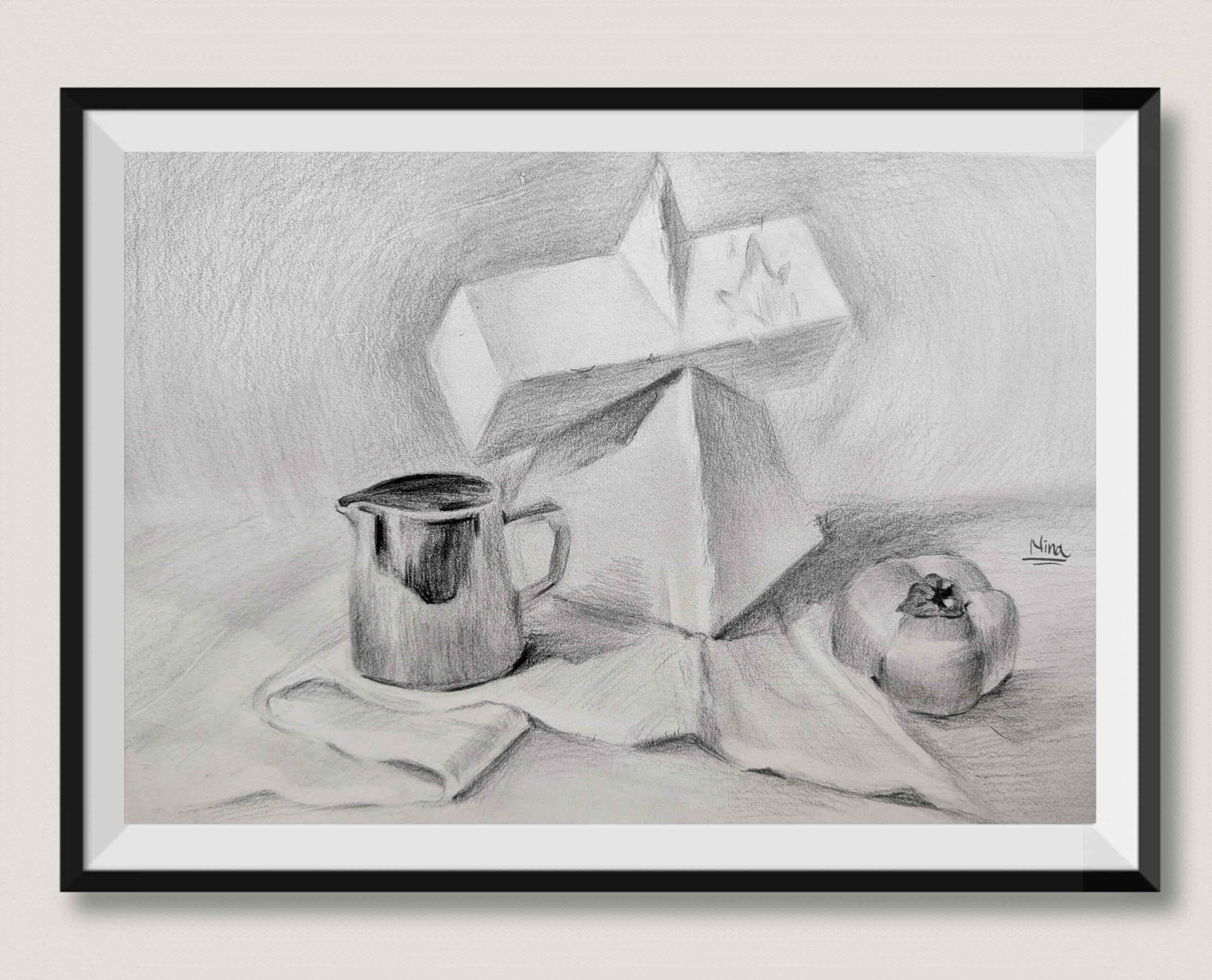 Cup, geometric forms, and fruit study