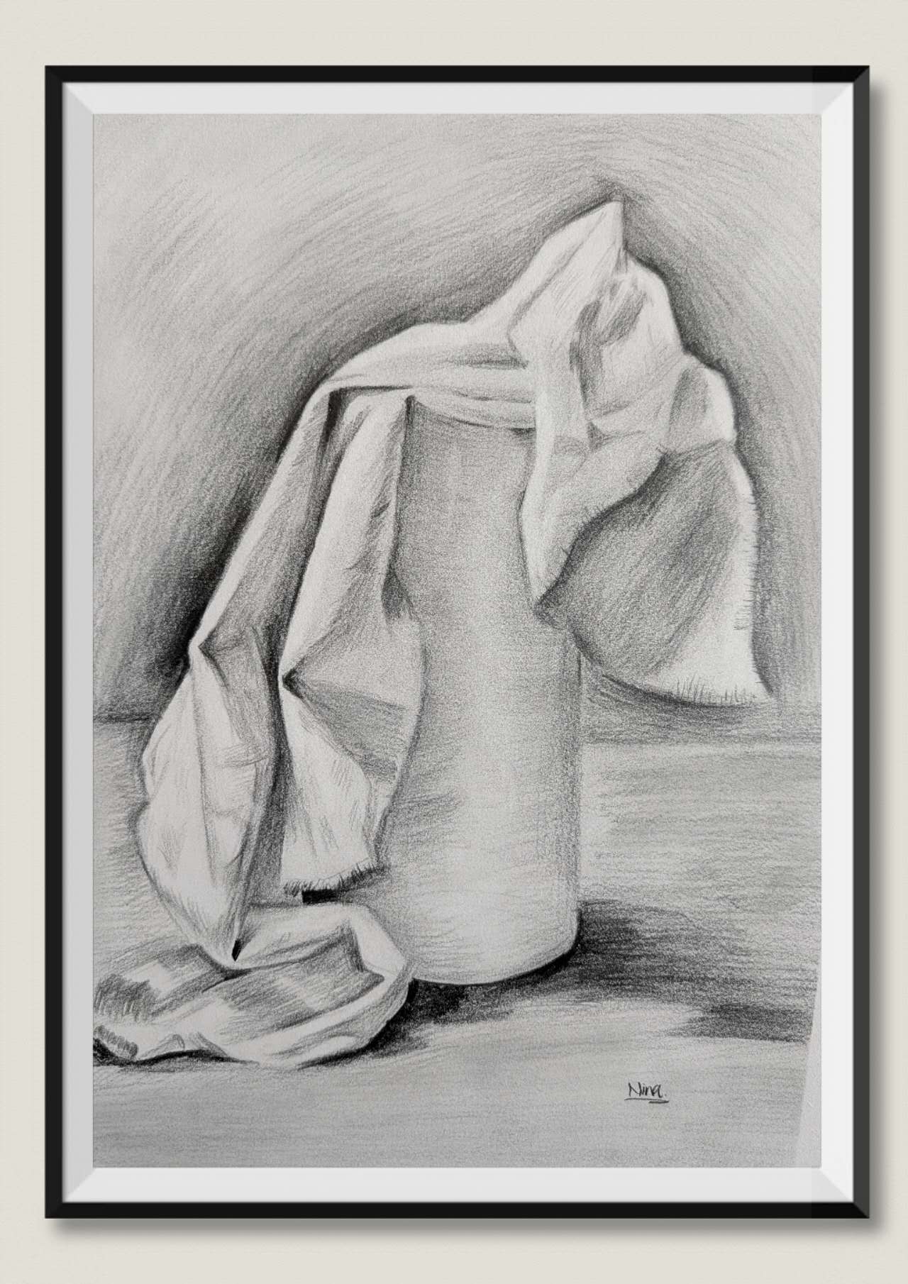 Draped fabric on a cylinder