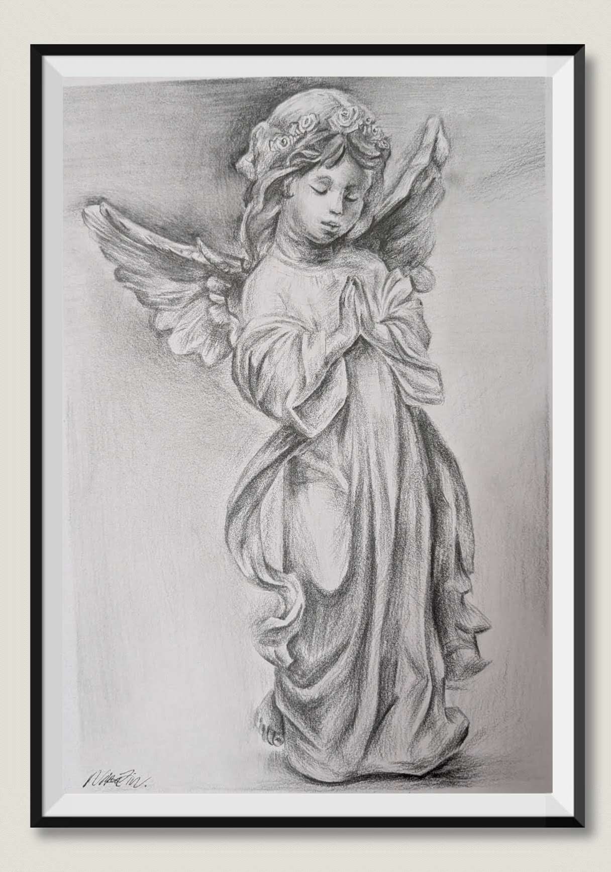 Winged figure sculpture study